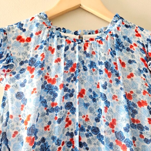 Aritzia Little Moon Rarity Blue Floral Feminine Ruffle Midi Dress Size XS. - Picture 7 of 16